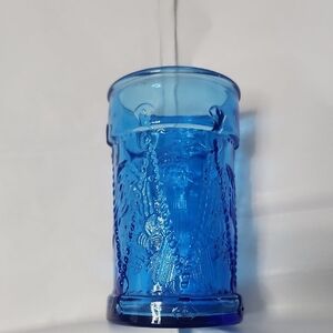 Scarce Wheaton Blue Glass Drum & Eagle Cup Tumbler Cobalt